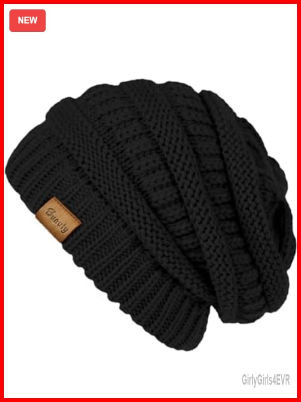 Slouchy Cable Knit Beanie Chunky Winter Hat Warm Stretch Skull Cap